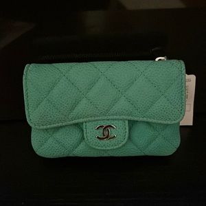 Chanel seafoam green o-coin purse NWT
